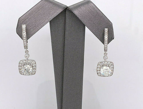 14k White Gold 3.00 CT Diamond Drop Style Ladies Earrings, 6.1gm,