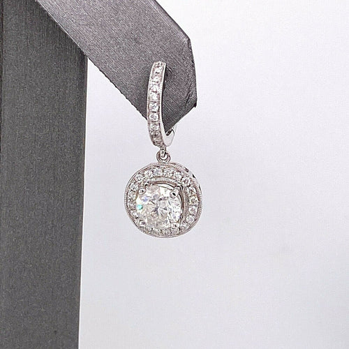 14k White Gold 3.00 CT Diamond Drop Ladies Earrings, 5.2gm, S13777