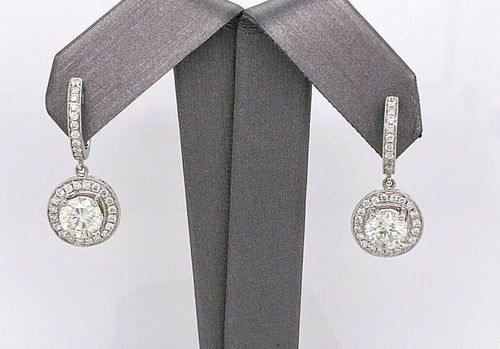 14k White Gold 3.00 CT Diamond Drop Ladies Earrings, 5.2gm, S13777