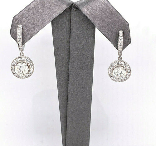 14k White Gold 3.00 CT Diamond Drop Ladies Earrings, 5.2gm, S13777
