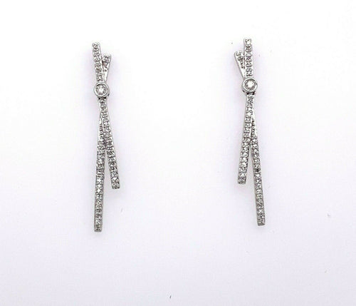 10k White Gold 0.35 CT Diamond Ladies Drop Earrings, 2.7g