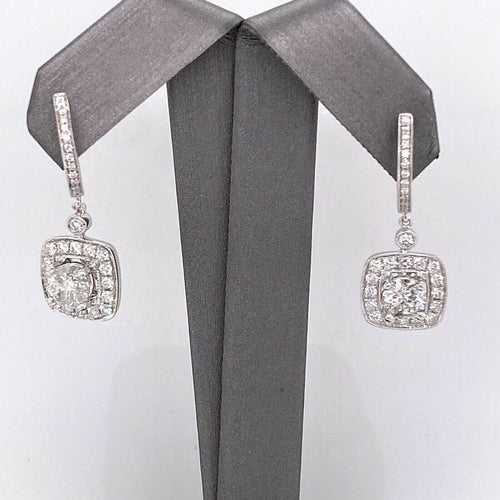 14k White Gold 3.00 CT Diamond Drop Style Ladies Earrings, 7.8gm