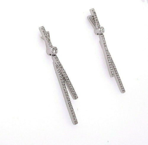 10k White Gold 0.35 CT Diamond Ladies Drop Earrings, 2.7g