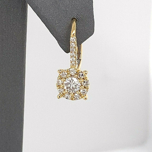 18k Yellow Gold 1.35 CT Diamond Drop Style Lever Back Earrings, 3g,