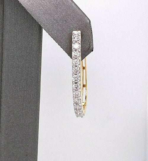 10k Yellow Gold 1.20 CT Diamond Hoop Earrings, 3.9gm