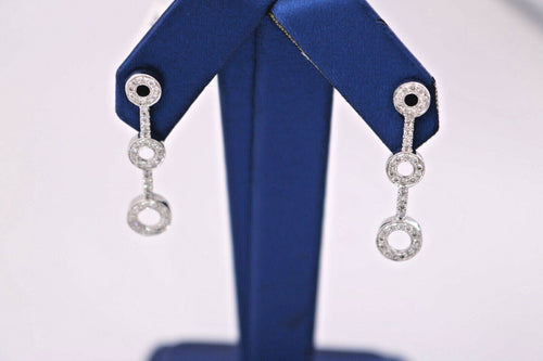 14k White Gold 1.00 CT Diamond Ladies Drop Earrings, 3.3gm