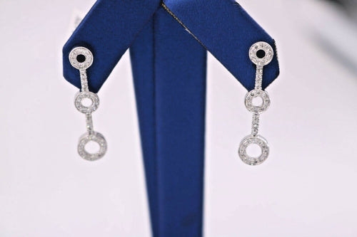 14k White Gold 1.00 CT Diamond Ladies Drop Earrings, 3.3gm