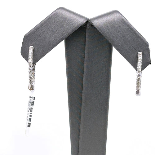 14k White Gold 0.75 CT Diamond Inside Out Hoop Earrings, 3.4gm