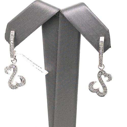 14k White Gold 1.00 CT Diamond Ladies Drop Earrings, 4.0gm,