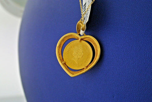 18k Yellow Gold Australian Nugget Heart Pendant, 1/20oz, 5.3gm