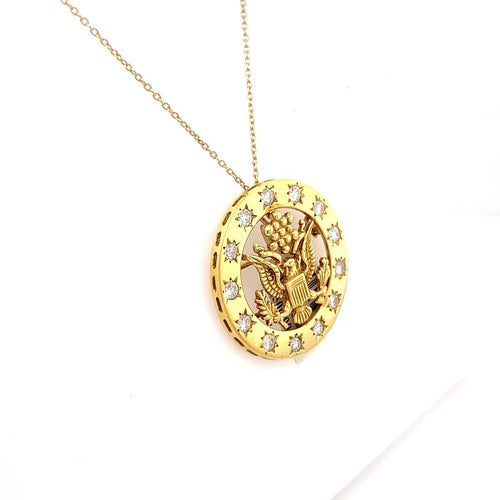 18k Yellow Gold 1.25 Ct Diamond Secret Service Pendant and Pin, 11.7g