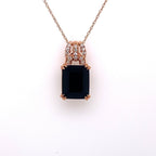 10k Rose Gold 0.25 CT Diamond & Onyx Pendant Necklace, 18"