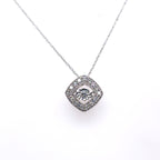 10K WHITE GOLD 0.25CT DIAMOND HALO ROUND CUT PENDANT, 18"