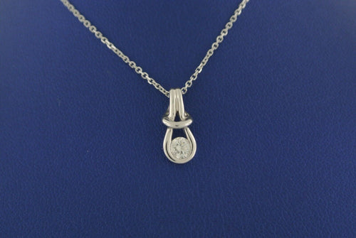 14k White Gold 0.25 CT Diamond Love Knot Pendant Necklace, 3.6gm, 18"