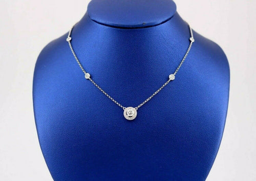 14k White Gold 1.00 CT Diamond Ladies Necklace, 2.6gm