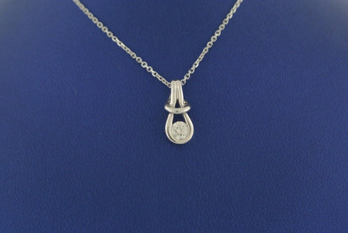 14k White Gold 0.25 CT Diamond Love Knot Pendant Necklace, 3.6gm, 18"