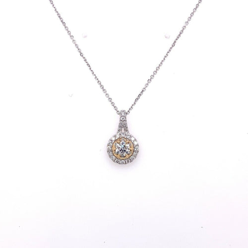 14k Two Tone Gold 0.75 CT Diamond Pendant Necklace, 3.5g
