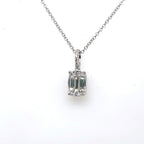 18K WHITE GOLD 0.75CT DIAMOND BAGUETTE CUT PENDANT, 18"