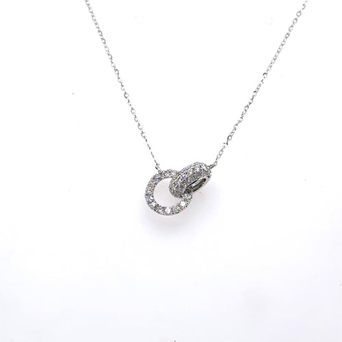 14k White Gold 0.50 CT Diamond Love Knot Necklace, 2.2gm, 16"