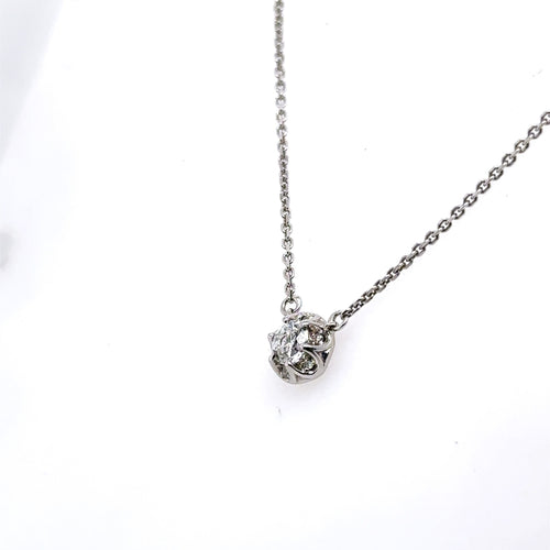 10k White Gold 0.45 Ct Diamond Pendant Necklace, 2.2gm