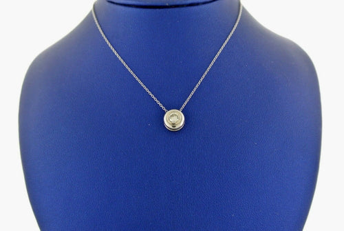 14k White Gold 0.25 C Diamond Bezel Pendant Necklace, 2.3gm