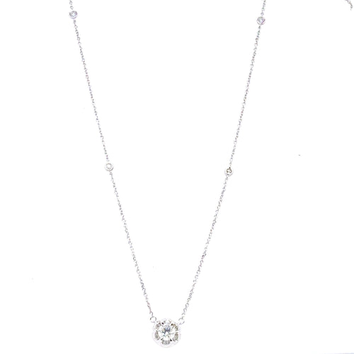 14k White Gold 0.95 Ct Diamond Pendant Necklace, 3.0gm