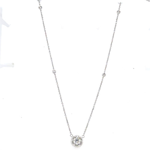14k White Gold 0.95 Ct Diamond Pendant Necklace, 3.0gm