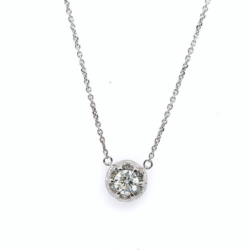 14k White Gold 0.95 Ct Diamond Pendant Necklace, 3.0gm, S15173