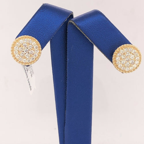 14K Yellow Gold 1.25 CT Diamond Stud Screw Back Earrings, 4.8gm,