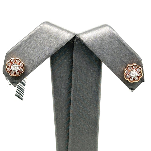 10k Rose Gold 0.25 CT Diamond Cluster Stud Earrings, 1.5gm