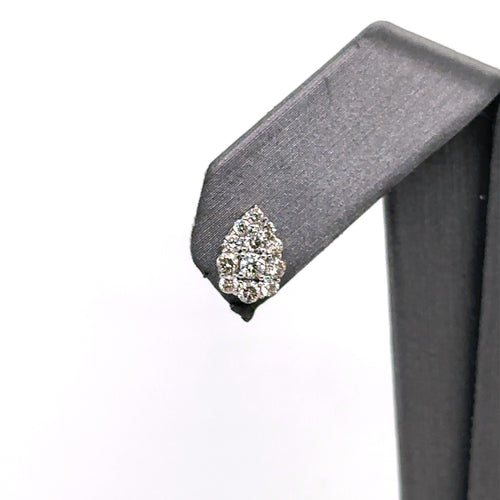 Movado Platinum 0.75 CT Diamond Cluster Pear Shape Stud Earrings, 1.8g,