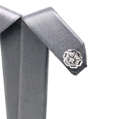 10k White Gold 0.25 CT Diamond Cluster Flower Shape Stud Earrings, 1.4gm