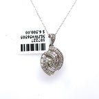 18k White Gold 1.25 CT Baguette & Round Cut Diamond Pendant, 3.7gm, 18", S107227