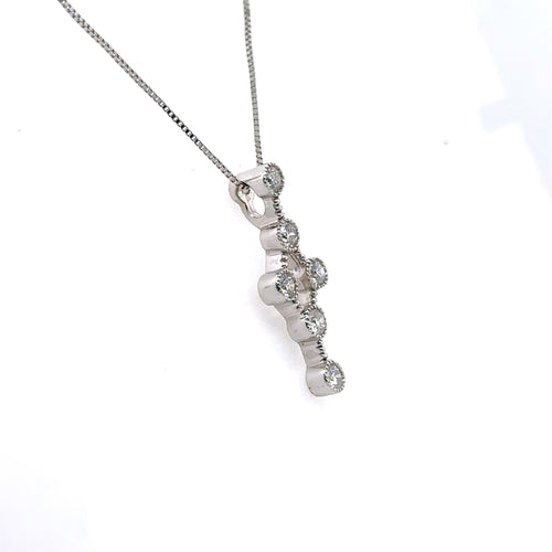 14k White Gold 0.50 CT Diamond Pendant Necklace, 2.3gm, 19"