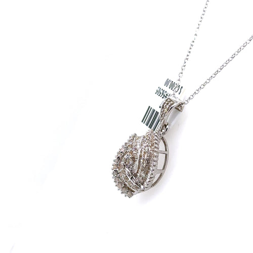 18k White Gold 1.25 CT Baguette & Round Cut Diamond Pendant, 3.7gm, 18", S107227