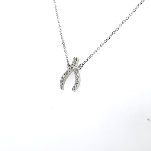 14k White Gold 0.25 CT Diamond Pendant Necklace, 1.6gm, 17", S15136