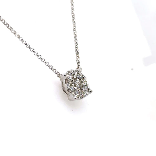 14k White Gold 1.00 CT Diamond Pendant Necklace, 3.3gm, 18"