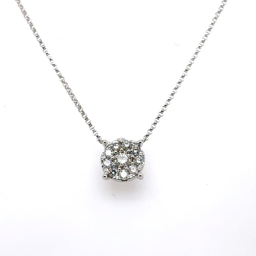 14k White Gold 1.00 CT Diamond Pendant Necklace, 3.3gm, 18"