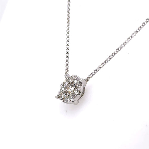 14k White Gold 1.00 CT Diamond Pendant Necklace, 3.3gm, 18"