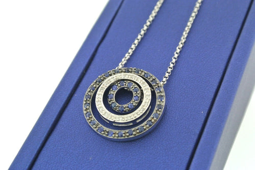 14k White Gold Sapphire & Diamond Love Circle Pendant Necklace, 8.2gm