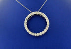 14k White Gold 1.00 Ct Diamond Circle Pendant Necklace, 6.5gm, 16-18"