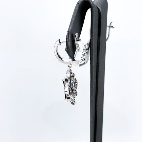 14k White Gold 2.00 CT Diamond & Sapphire Flower Drop Earrings, 5.6gm