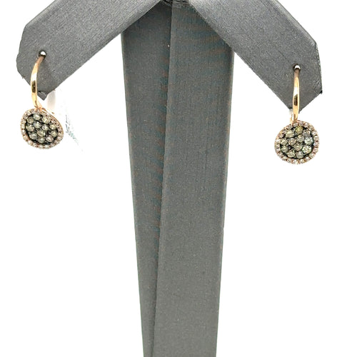 14k Rose Gold 1.00 CT Diamond Cluster Drop Style Earrings, 1.9 gm