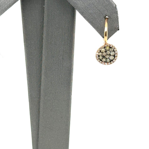 14k Rose Gold 1.00 CT Diamond Cluster Drop Style Earrings, 1.9 gm