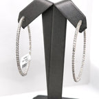 14k White Gold 3.00 CT Diamond Inside Out Hoop Earrings, 12.5gm