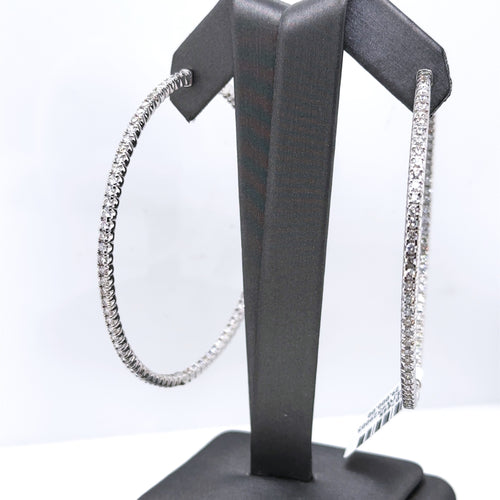 14k White Gold 5.00CT Diamond Inside Out Hoop Earrings, 20.2gm, S107448