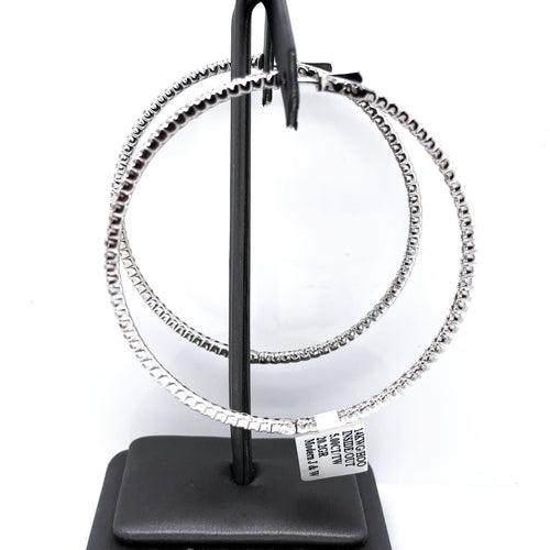 14k White Gold 5.00CT Diamond Inside Out Hoop Earrings, 20.2gm, S107448