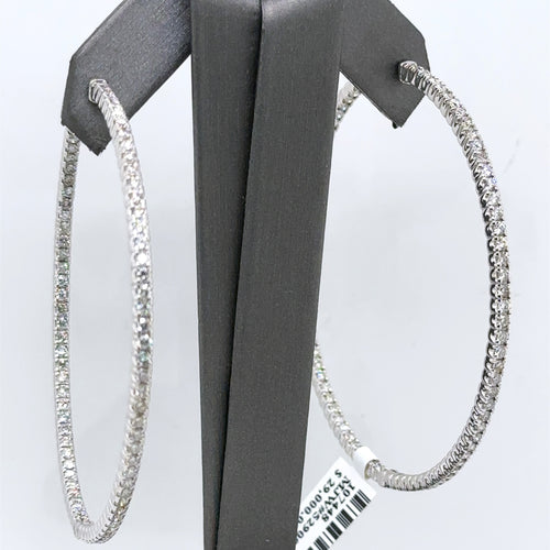 14k White Gold 5.00CT Diamond Inside Out Hoop Earrings, 20.2gm, S107448