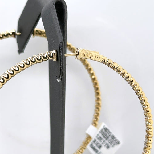 14k Yellow Gold  5.25 CT Diamond Inside Out Hoop Earrings, 20.3gm, S107450
