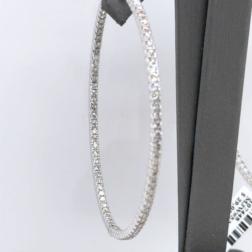 14k White Gold 5.00CT Diamond Inside Out Hoop Earrings, 20.2gm, S107448